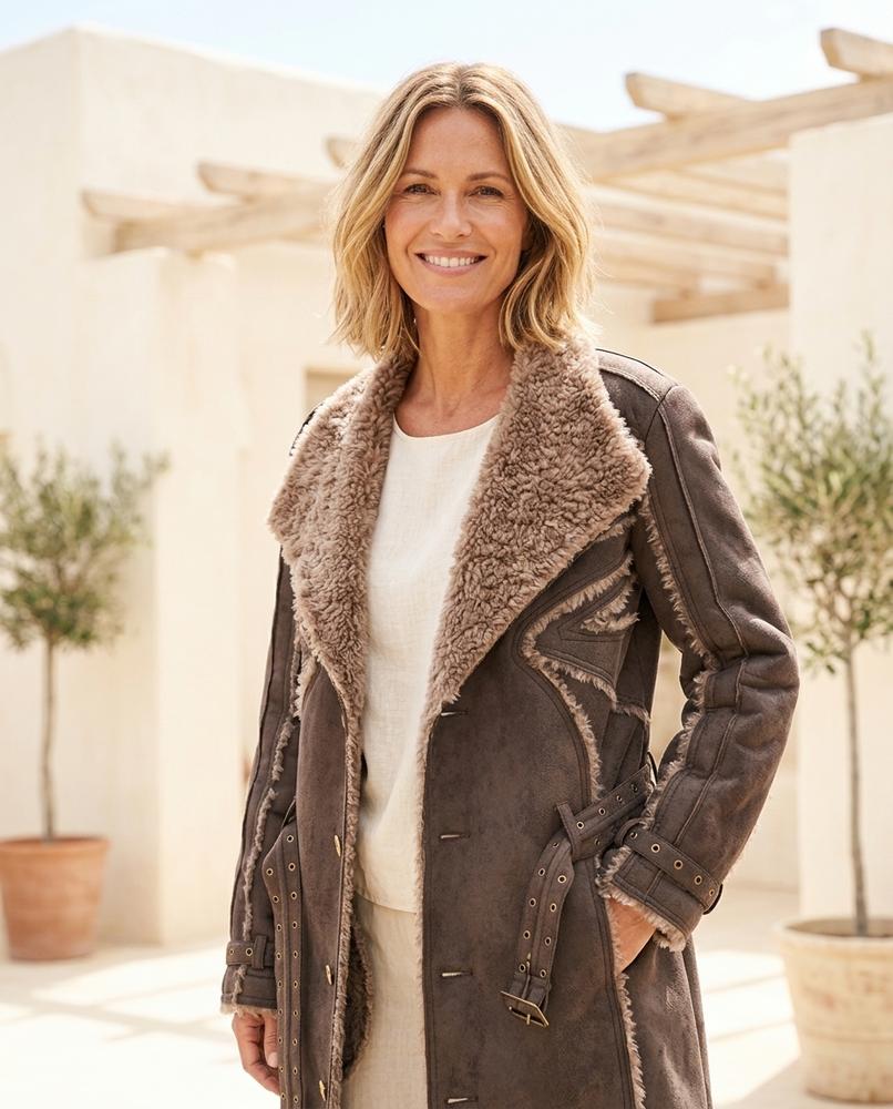 Women’s lined belted faux leather coat by Bestseller Design24 - S