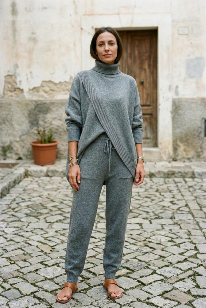 Turtleneck knit two piece set by Bestseller Design24 - Red M