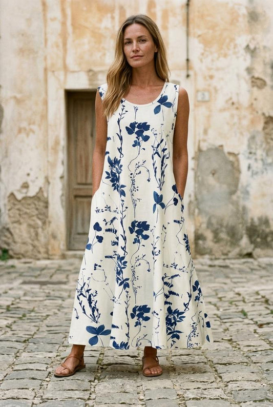Sleeveless floral dress by Bestseller Design24 - Blue S