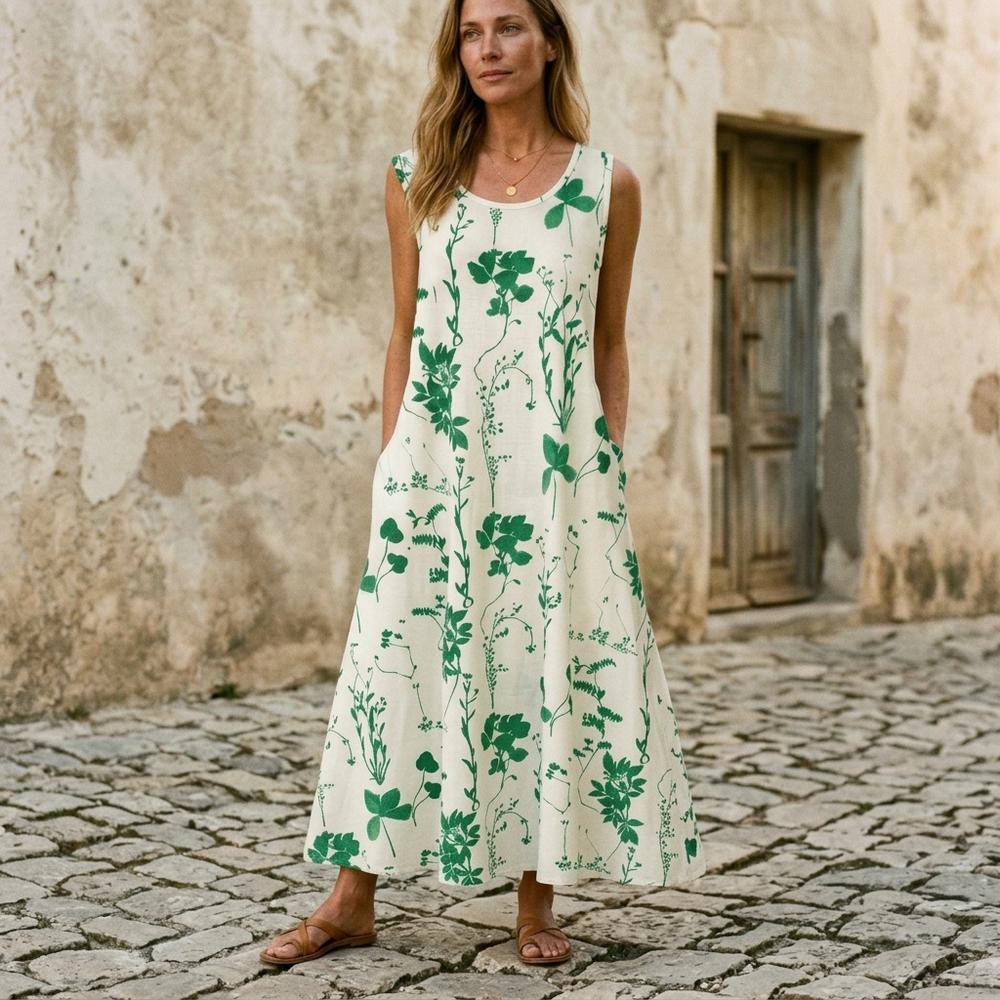 Sleeveless floral dress by Bestseller Design24 - Green S