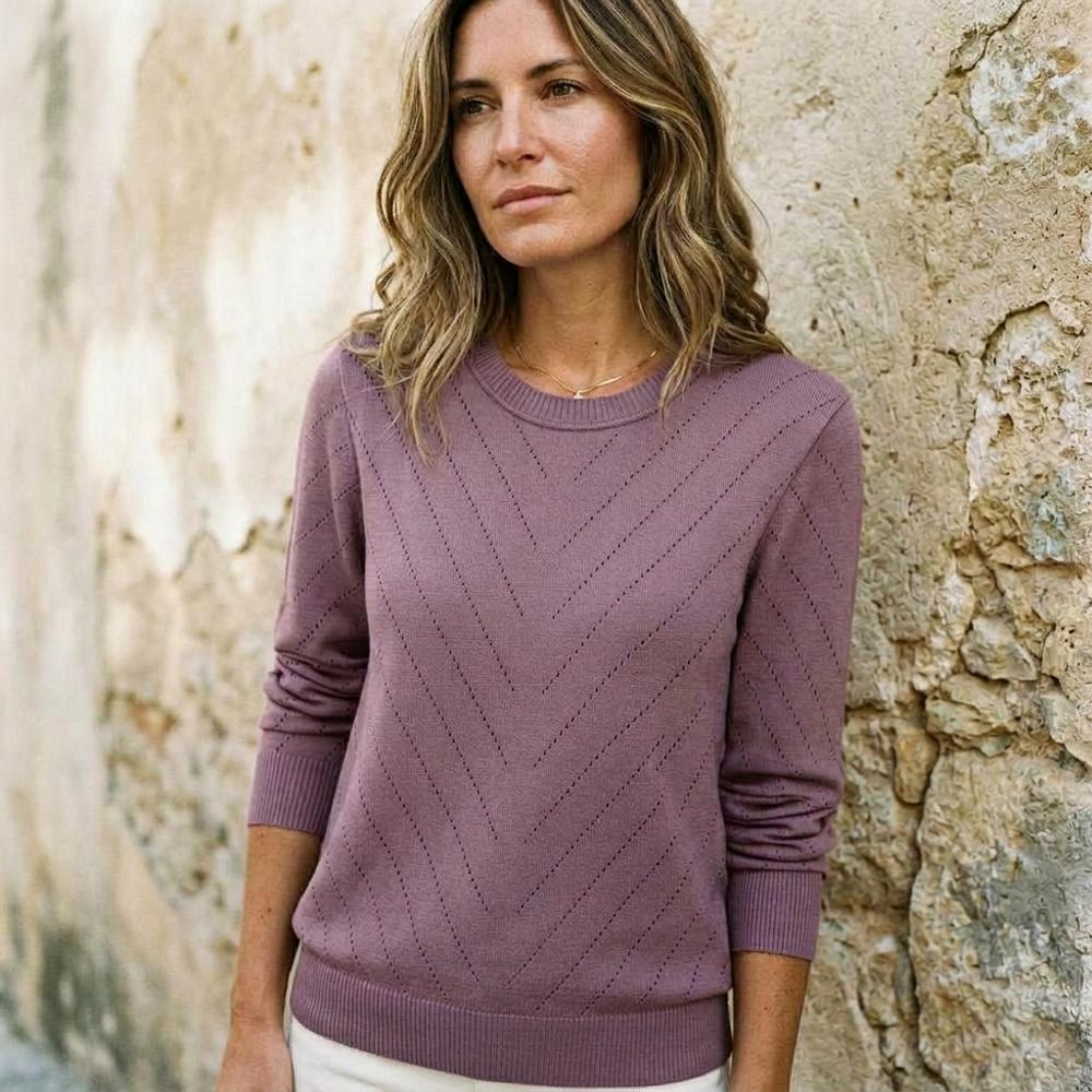 Long sleeve openwork sweater by Bestseller Design24 - Orange S